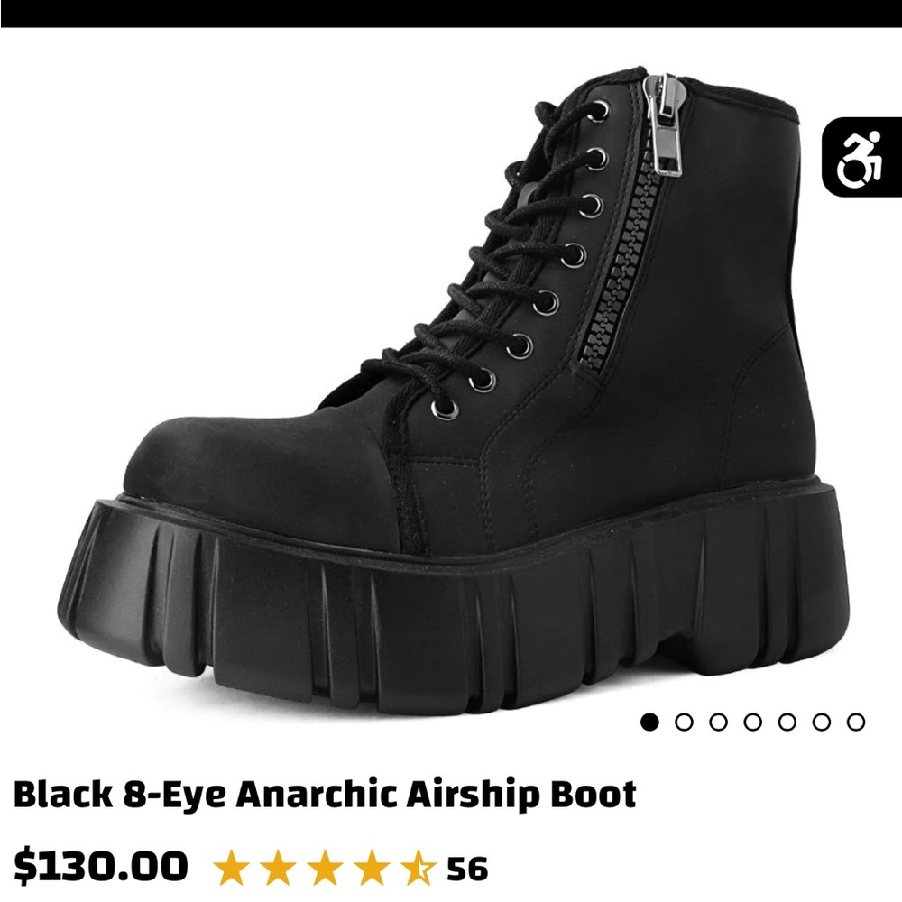 tuk Black 8-Eye Platform Lace-Up Boot